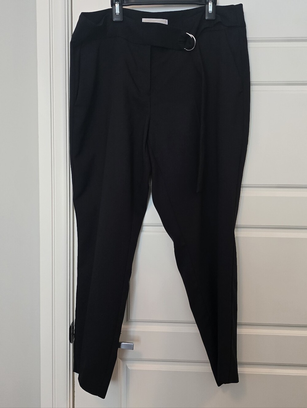 Michael Kors Black D-ring Belted Dress Pants